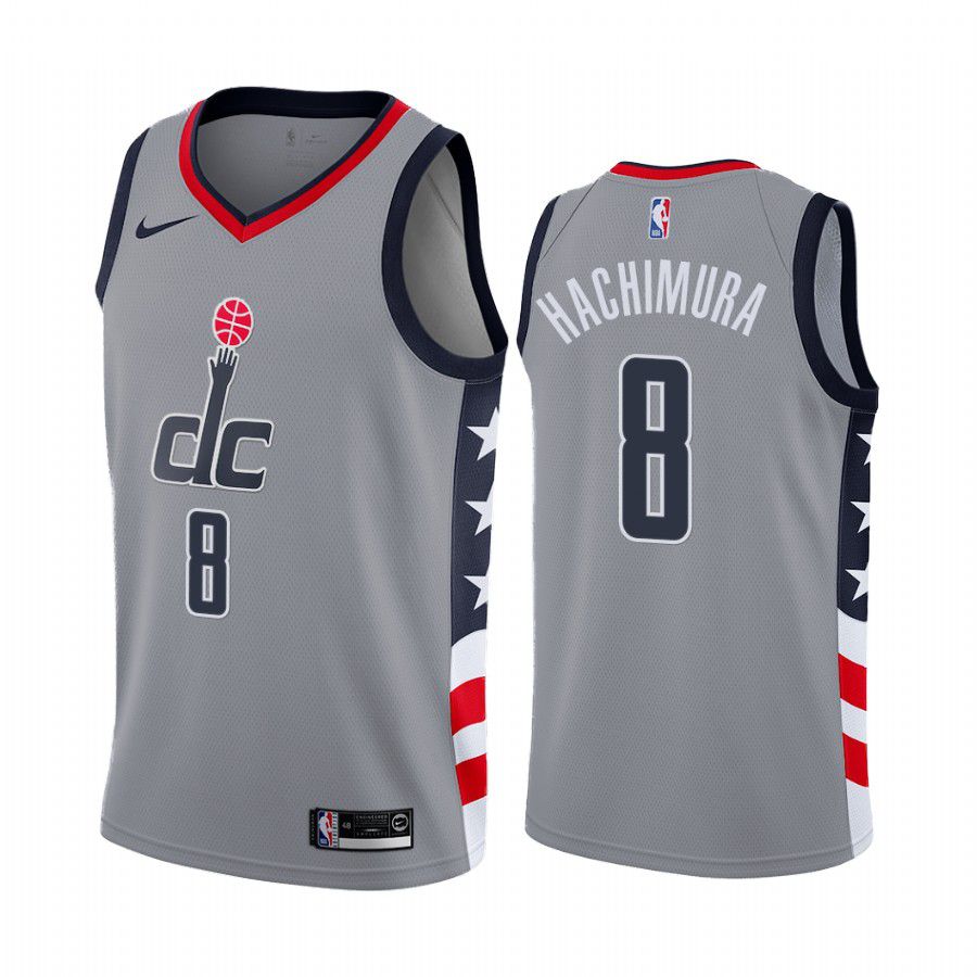 Men Washington Wizards #8 rui hachimura gray city edition 2020 nba jersey